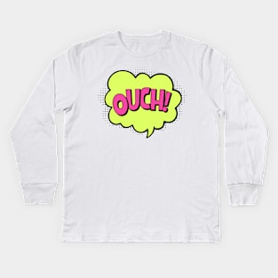 ouch! Super Hero Cartoon Explosion Kids Long Sleeve T-Shirt